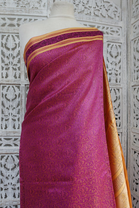 Rose Pink Self Printed Sari - New