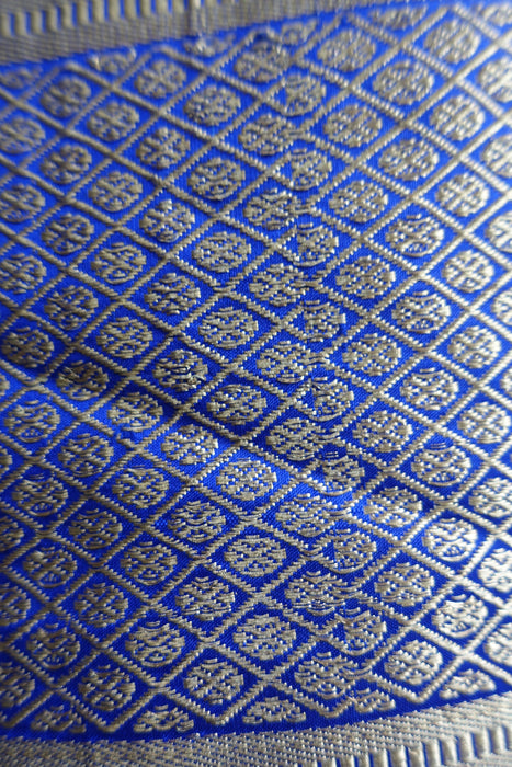 Royal Blue Pure Silk Vintage Sari - New