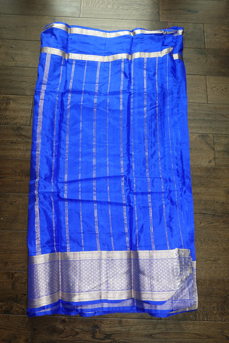 Royal Blue Pure Silk Vintage Sari - New