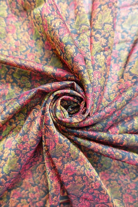 Floral Dark Printed Silk Blend Sari - New