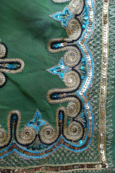 Parrot Green Vintage Sequinned Sari - New