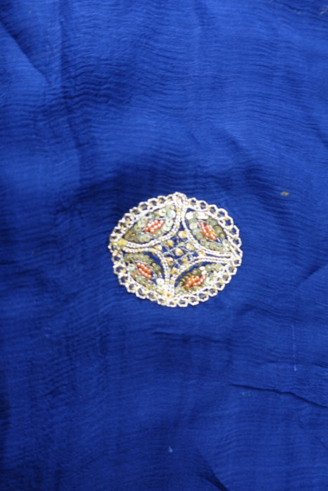 Dark Blue Vintage Silk Chiffon - Preloved