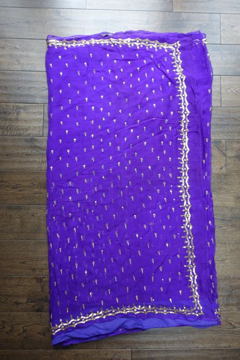 Purple Silk Chiffon Vintage Sari - Preloved