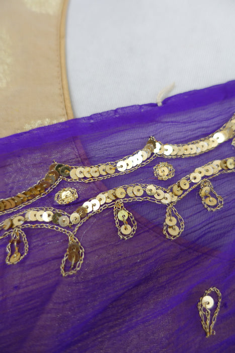 Purple Silk Chiffon Vintage Sari - Preloved