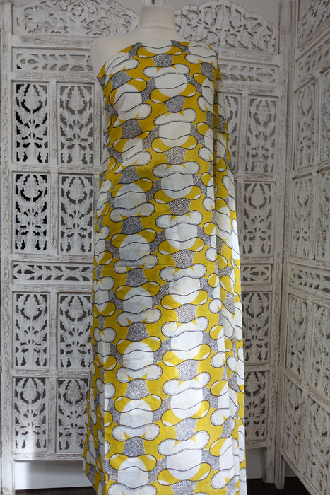 Yellow Grey Vintage American Georgette Sari - Preloved