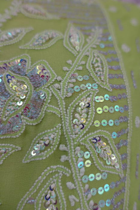 Green Embroidered Sari - Preloved