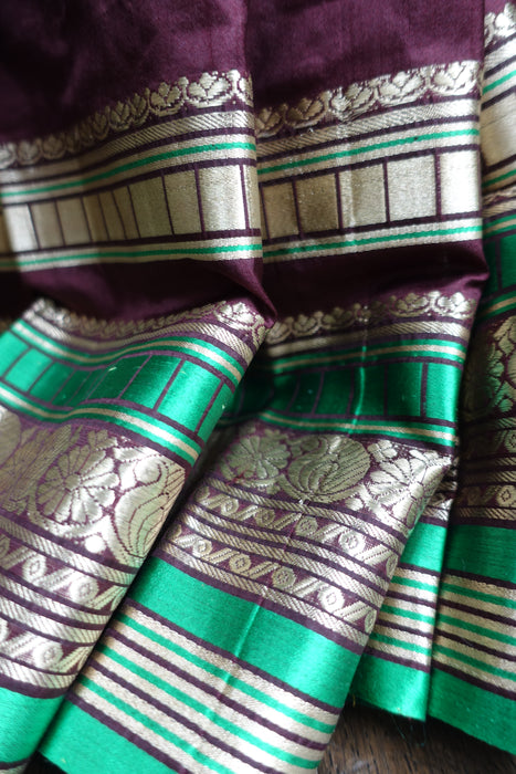 Aubergine Vintage Silk Sari - New