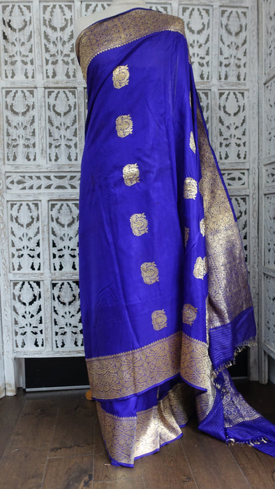 Purple And Gold Vintage Banarsi Buta Sari - Preloved
