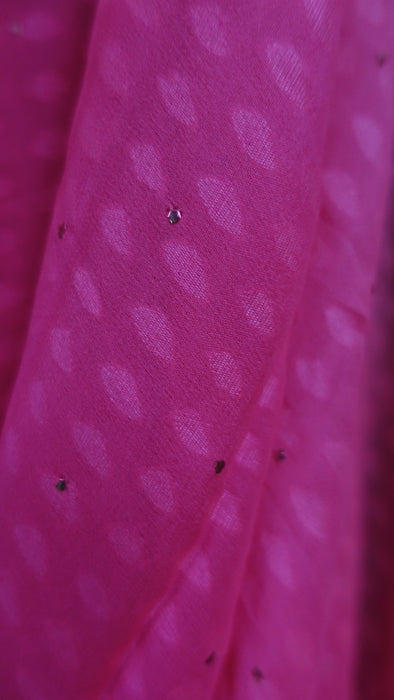 Pink Silk Chiffon Ombre Sari With Mukesh Work - New