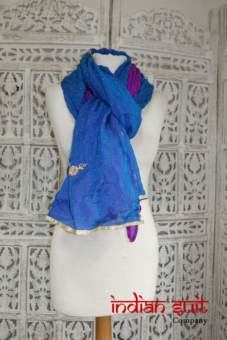 2 Tone Double Silk Chiffon Vintage Scarf - New - Indian Suit Company