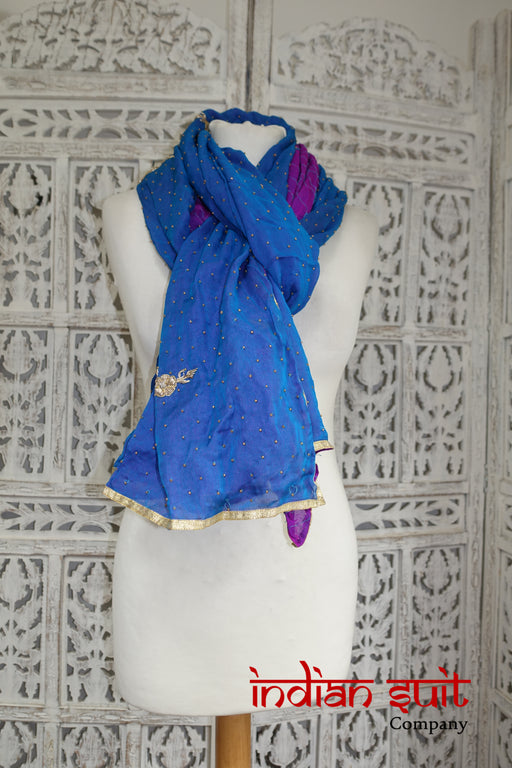 2 Tone Double Silk Chiffon Vintage Scarf - New - Indian Suit Company