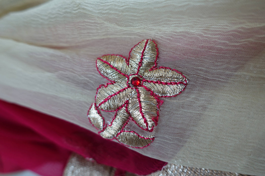 Creamy Gold With Red Paisley Braid - New - Indian Suit Company