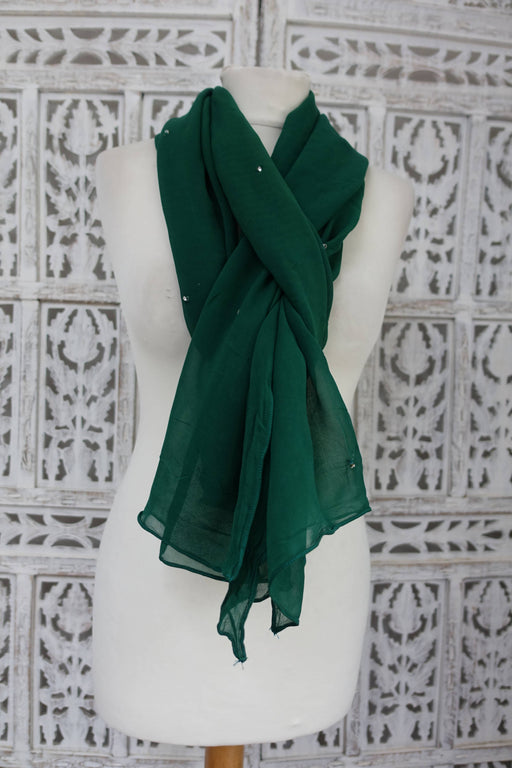 Green Silk Chiffon Scarf - New - Indian Suit Company