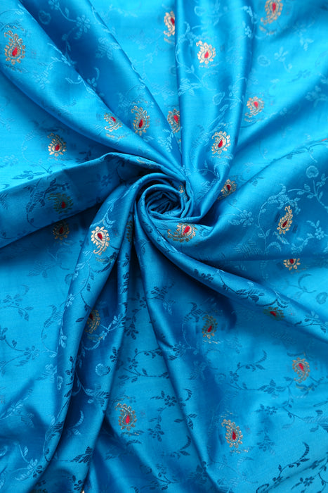 Blue Vintage Bandhani Print Silk Shawl - Preloved