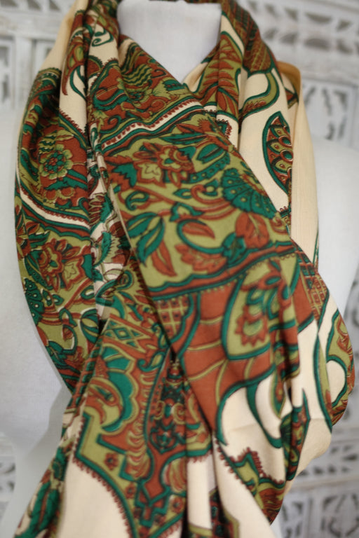 Autumnal Crepe Print Scarf - New - Indian Suit Company