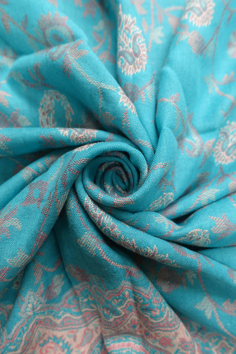 Light Blue Woven Shawl - New - Indian Suit Company
