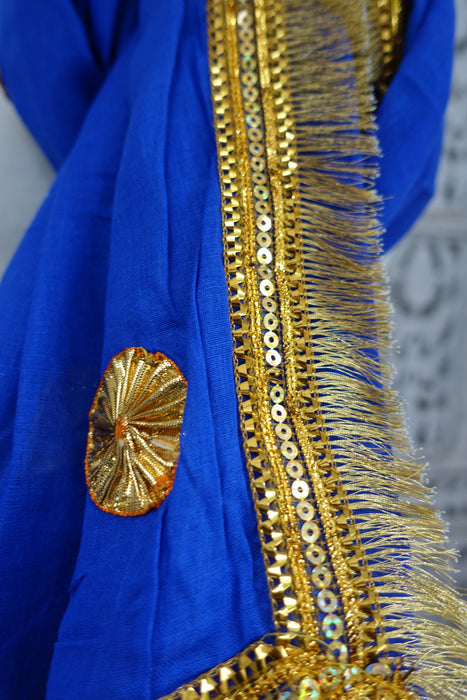 Blue Cotton Retro Style Dupatta - New - Indian Suit Company