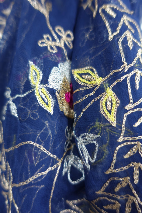 Dark Blue Vintage Chiffon Scarf - New - Indian Suit Company