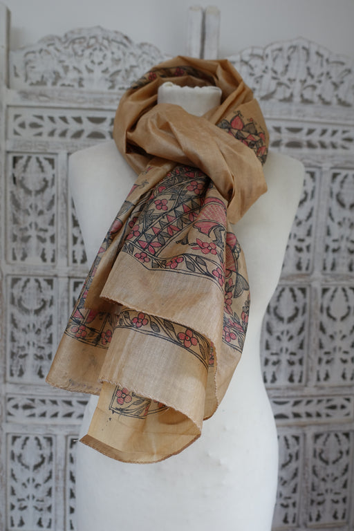 Taupe Printed Tissue Silk Dupatta - New - Indian Suit Company
