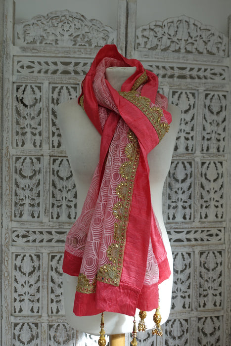 Pink Chiffon Dupatta - New Ready - Indian Suit Company