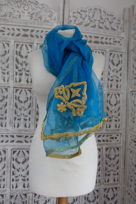Blue Silk Voile Dupatta - New Ready - Indian Suit Company
