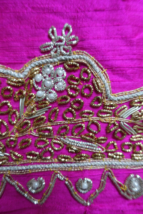 Purple & Pink Raw Silk Vintage Zardosi Shawl - New
