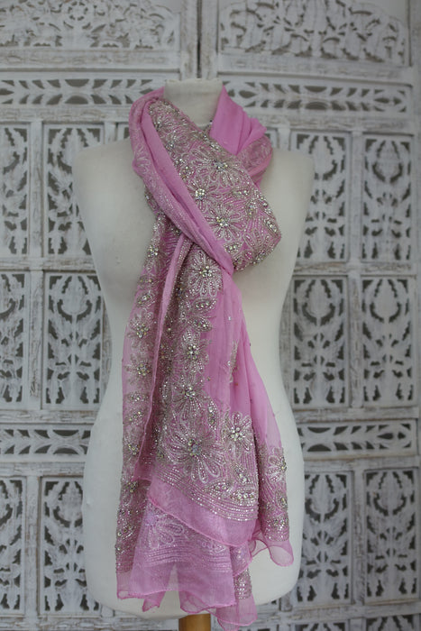 Soft Pink Embellished Dupatta - Preloved