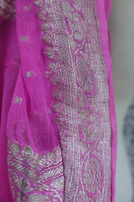 Bright Pink Vintage Silk Chiffon - Preloved