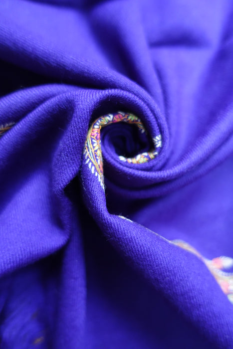 Purple Wool Embroidered Shawl - New