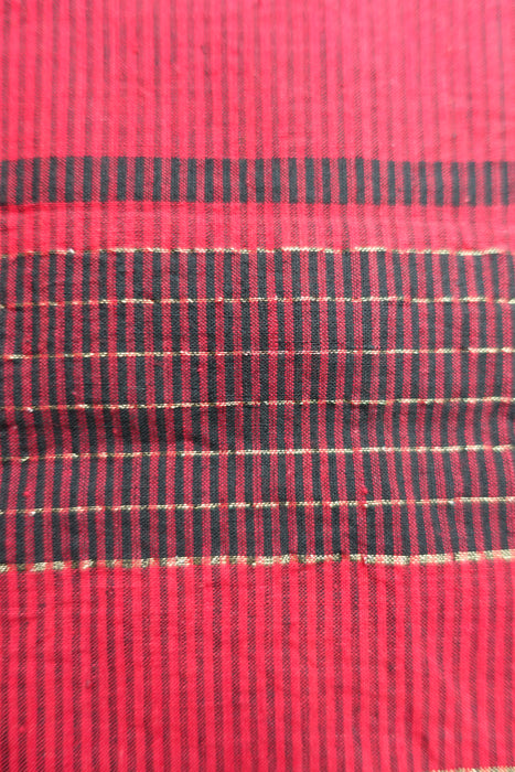 Red And Black Cotton Shawl - New