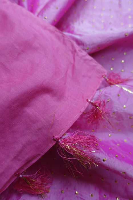Vintage Pure Silk Pink Lined Dupatta - New