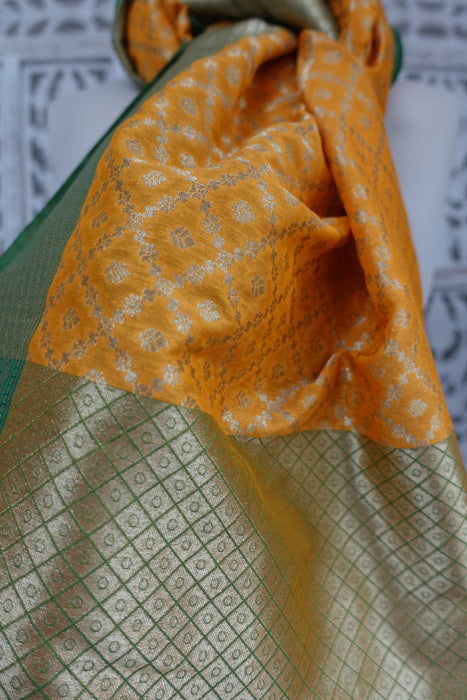 Ochre And Green Woven Shawl - New