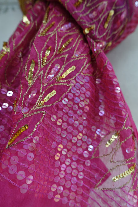 Pink Vintage Sequinned Dupatta - New