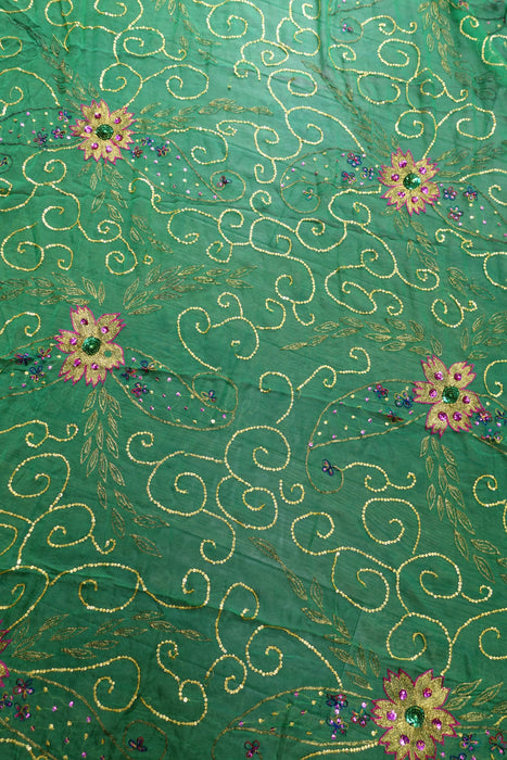 Green Vintage Embellished Dupatta - New