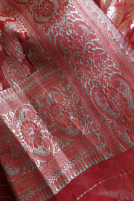 Red Shawl Banarsi Brocade Style - New