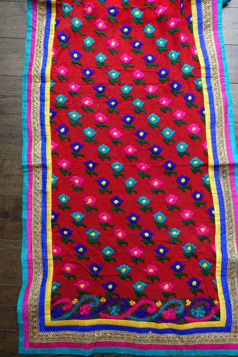 Colourful Embroidered Chiffon Dupatta - New