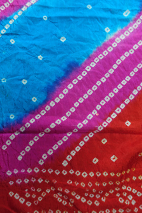 Pink, Orange And Blue Bandhani Dupatta - New