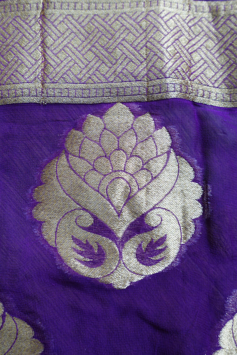Purple Banarsi Chiffon Dupatta - New