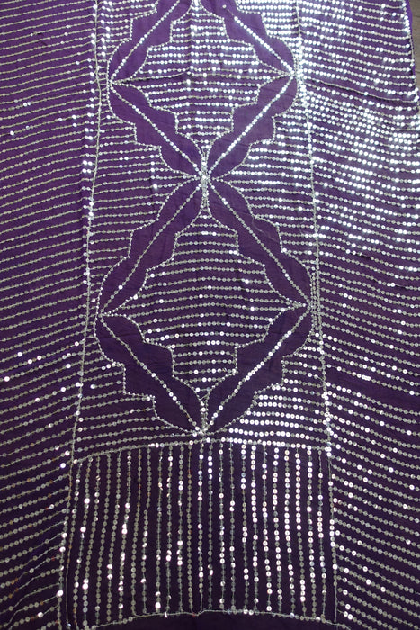 Purple Sequinned Vintage Dupatta - New