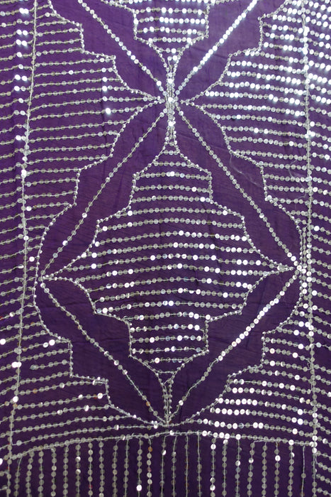 Purple Sequinned Vintage Dupatta - New