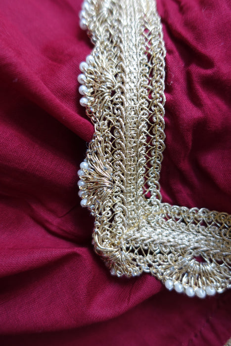 Maroon Cotton With Scallop Edge Braid - New