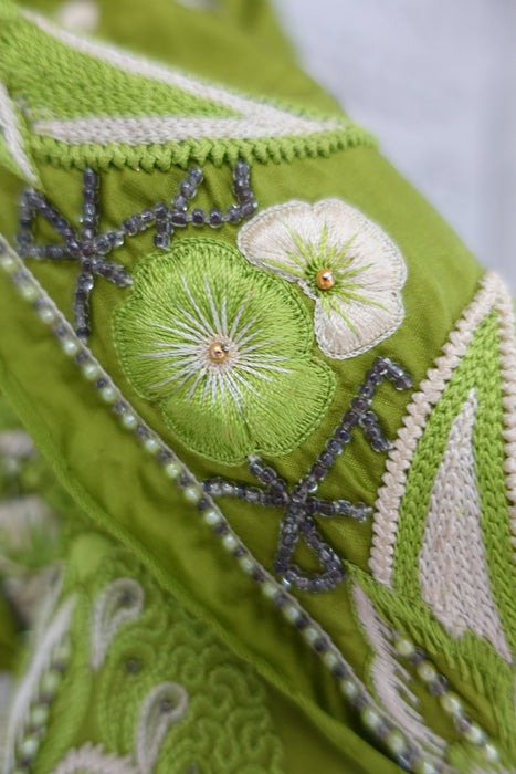 Green Vintage Silk Tasselled Dupatta - New