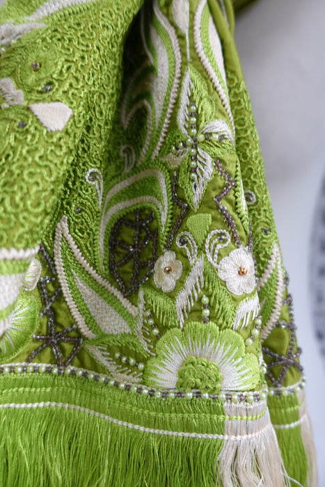 Green Vintage Silk Tasselled Dupatta - New