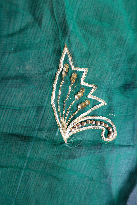Dark Green Vintage Embroidered Dupatta - New