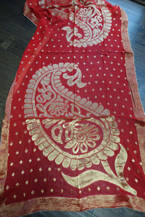 Red And Gold Paisley Shawl - New