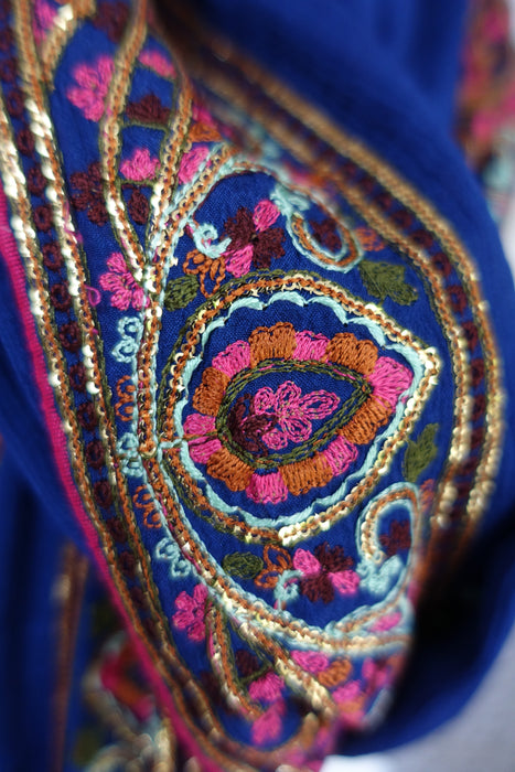 Blue Embroidered Colourful Dupatta - New