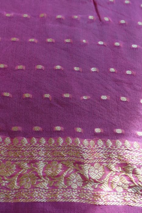 Pink Banarsi With Gold Thread Work Woven Dupatta - New