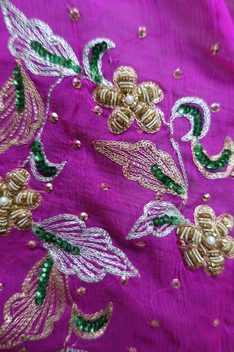 Hot Pink Vintage Embellished Dupatta - New