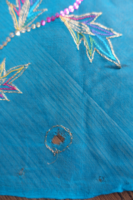 Peacock Blue Vintage Embellished Dupatta - New