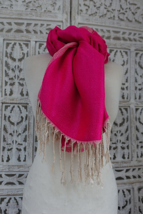 Bright Pink Silk Silk Pashmina - New